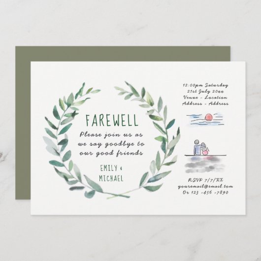 Adieu Sortir de la fête Invitation Kraft Rustic Ar (Devant / Derrière)