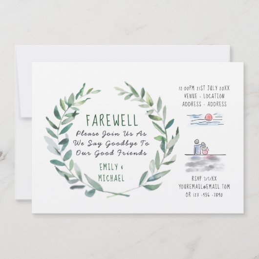 Adieu Sortir de la fête Invitation Kraft Rustic Ar (Devant)