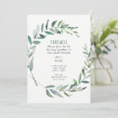Adieu Sortir de la fête Invitation Olive Feuilles (Debout devant)