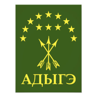 Adiga - vlagontwerp voor de Circassiaanse Cherkess Foto Afdruk