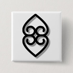 Adinkra - Earth-BW Vierkante Button 5,1 Cm