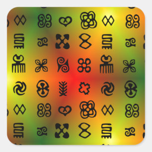 Adinkra-symbolen met Afrikaanse kleuren Vierkante Sticker