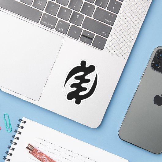 Adinkra-symbool (behalve God) Vinyl Sticker (Laptop met iPhone)