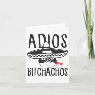 Adios Achos Cat in Sombrero Grappig Cinco de Mayo  Kaart