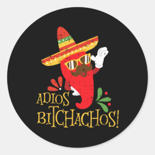 Adios Achos Cinco de Mayo Mexicaanse Chili Peppers Ronde Sticker