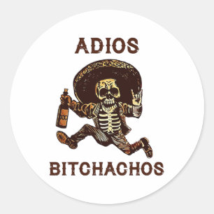 Adios Achos Cinco De Mayo Skeleton Drink Ronde Sticker
