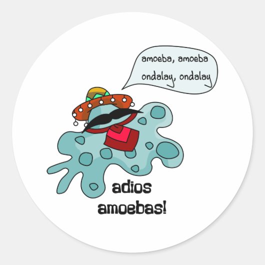 Adios Amobas Ronde Sticker (Voorkant)