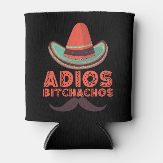 Adios Bitchachos Sombrero Retro Cinco De Mayo Blikjeskoeler (Voorkant)