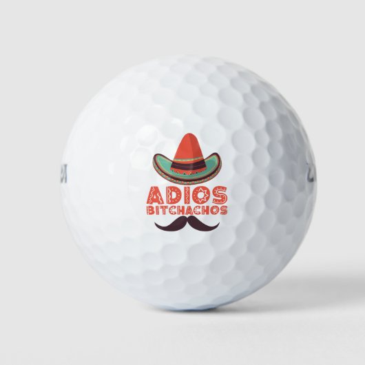 Adios Bitchachos Sombrero Retro Cinco De Mayo Golfballen (Voorkant)