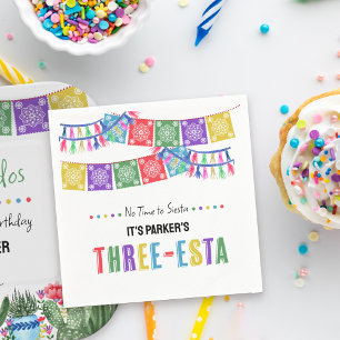 Adios Dos 3e Verjaardag Drie-Esta Fiesta Feest Servet