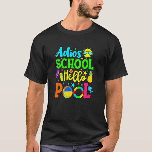 Adios School Hallo pool student of leraar T-shirt (Voorkant)