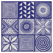 Adire Pattern - Deep Blue and White Stof (Swatch)