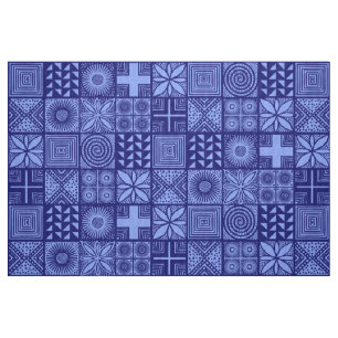 Adire Pattern - Shades of Blue Stof