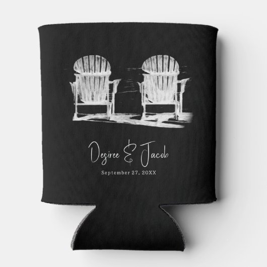 Adirondack Beach Chairs Black and White Wedding Blikjeskoeler (Achterkant)