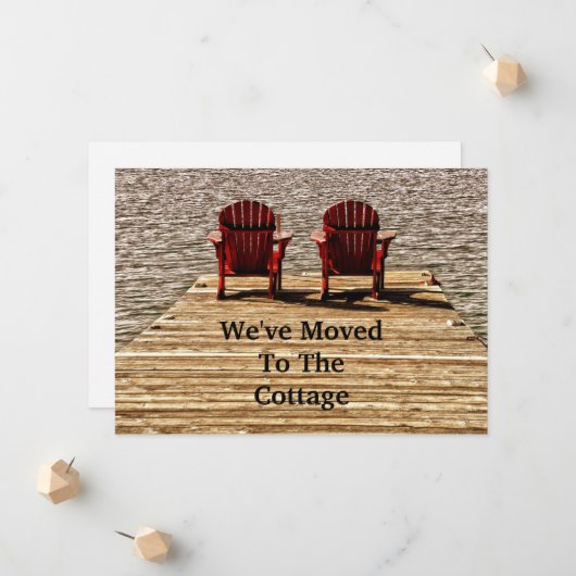 Adirondack Beach Chairs Red Moving New Home Aankondiging (Voorkant / Achterkant in situ)