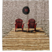 Adirondack Beach Chairs Red Rustic Monogram Douchegordijn (Voorkant)