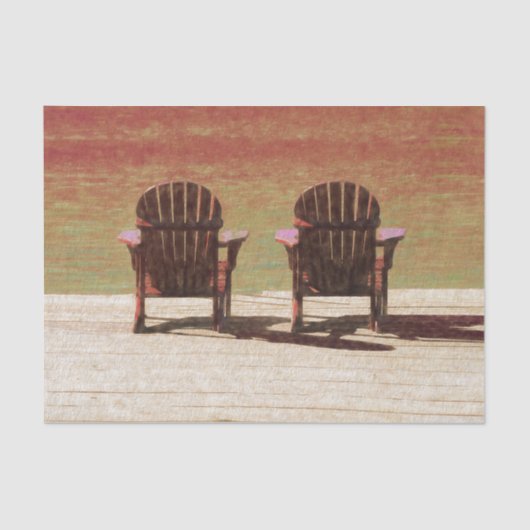Adirondack Beach Chairs Sunset Rustic Tissuepapier (Voorkant)