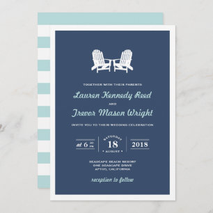 Adirondack Beach Chairs Wedding Invitation Kaart