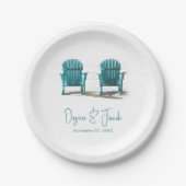 Adirondack Beach Chairs White Blauwgroen Wedding Papieren Bordje (Voorkant)