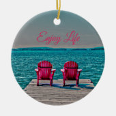 Adirondack Chairs genieten van het leven in de Cot Keramisch Ornament (Voorkant)