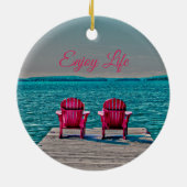 Adirondack Chairs genieten van het leven in de Cot Keramisch Ornament (Achterkant)