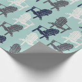 Adirondack Chairs Navy Blue, Aqua, Grey Patterned Cadeaupapier (Hoek)