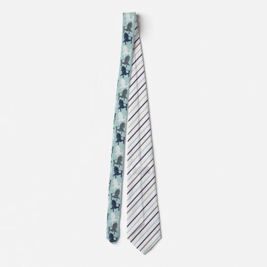 Adirondack Chairs Pattern Navy Blue en Aqua Stropdas (Achterkant)