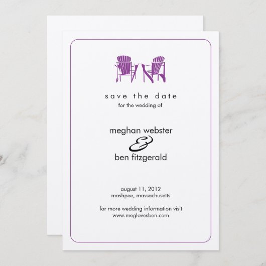 Adirondack Chairs Wedding Save the Date (Voorkant / Achterkant)
