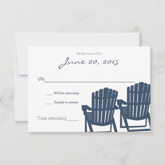 Adirondack Chaises Blue Beach Mariage Carte de rép (Devant)