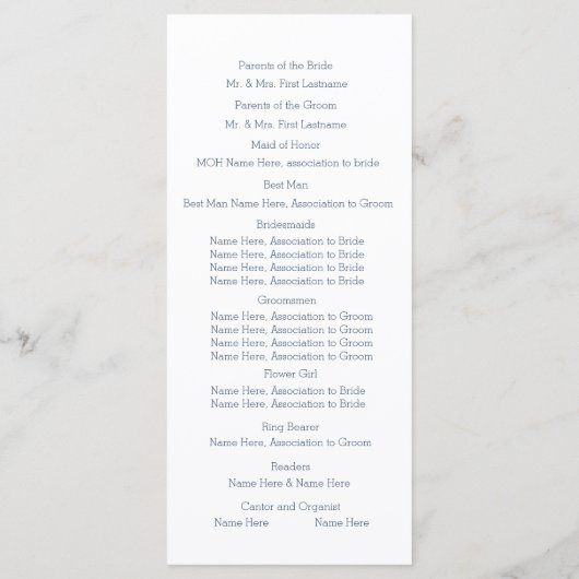 Adirondack Chaises Blue Beach Wedding Programme (Dos)