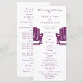 Adirondack Chaises Plum Beach Wedding Programme (Devant / Derrière)