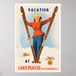Adirondack-gebergte Kunst Lake Placid Print Ski