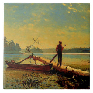 Adirondack Lake, schilderij van Winslow Homer, Tegeltje