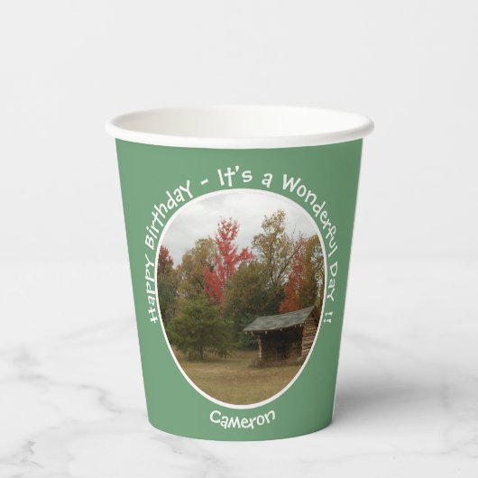 Adirondack Lean-to in de herfst Verjaardagsfeestar Papieren Bekers (Achterkant)