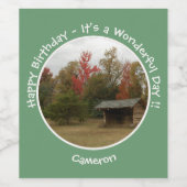 Adirondack Lean-to in de herfst Verjaardagsfeestar Wijn Etiket (Enkel label)