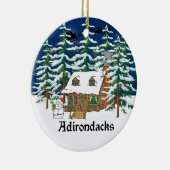 Adirondack Log Cabin kerstversiering Keramisch Ornament (Rechts)