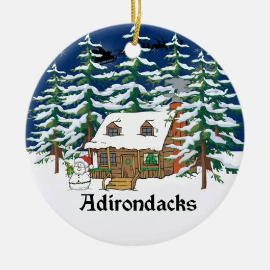 Adirondack Log Cabin kerstversiering Keramisch Ornament (Voorkant)