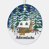 Adirondack Log Cabin kerstversiering Keramisch Ornament (Links)