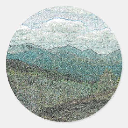 Adirondack Mountain Peaks Panorama Ronde Sticker (Voorkant)