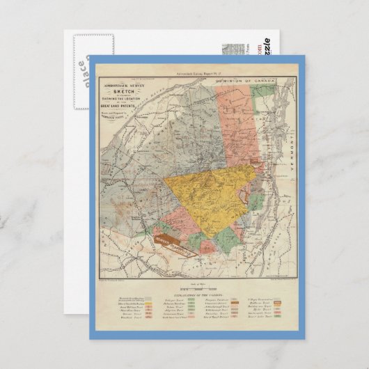 Adirondack Survey Sketch - Verplanck Colvin Map Briefkaart (Voorkant / Achterkant)