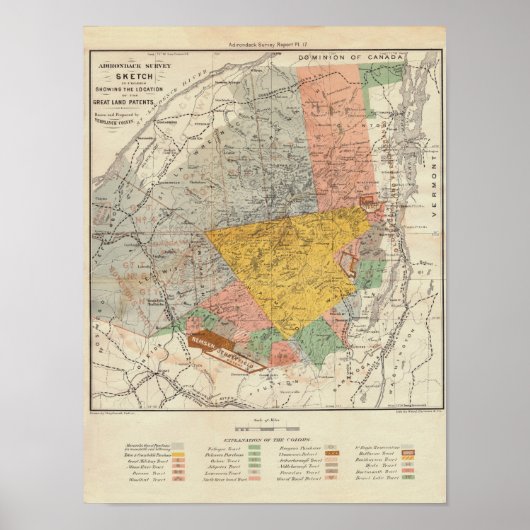 Adirondack Survey Sketch - Verplanck Colvin Map Poster (Voorkant)