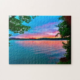 Adirondack zonsondergang op het meer legpuzzel
