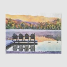 Adirondak herfst Heart Lake aquarel tissuepapier
