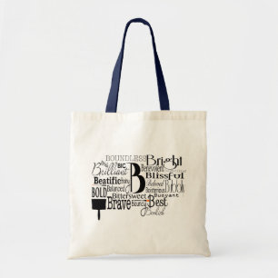Adjectief Word Cloud beginnend met letter B Tote Bag