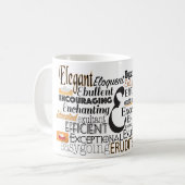 Adjectief Word Cloud beginnend met letter E Koffiemok (Voorkant links)