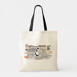 Adjectief Word Cloud beginnend met letter E Tote Bag