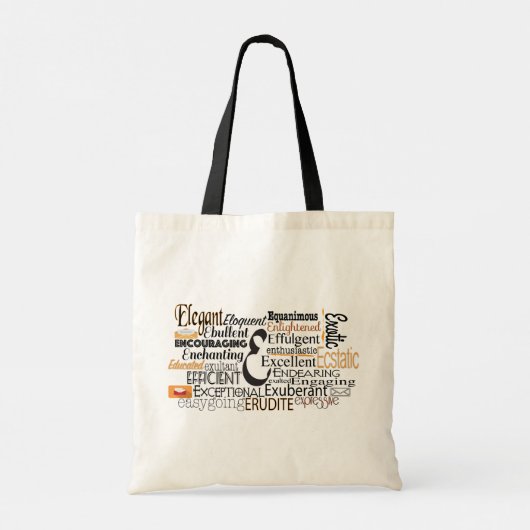 Adjectief Word Cloud beginnend met letter E Tote Bag (Achterkant)