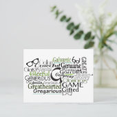 Adjectief Word Cloud beginnend met letter G Briefkaart (Staand voorkant)