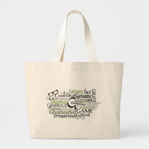 Adjectief Word Cloud beginnend met letter G Grote Tote Bag