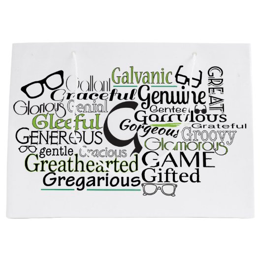 Adjectief Word Cloud beginnend met letter G Large Cadeauzakje (Voorkant)